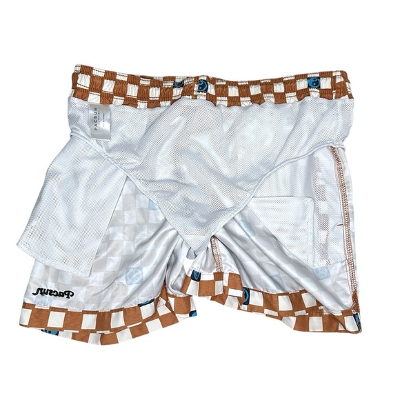 PacSun Blue and Brown Retro Swim Trunks Size Small - Picture 6 of 10
